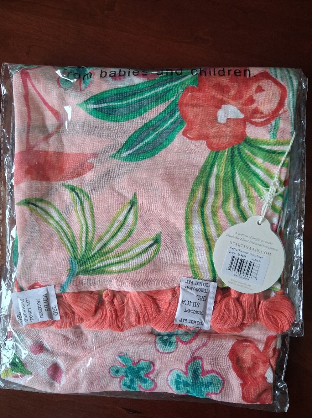 Spartina 449 Retreat Flamingo Floral Scarf Linen Blend NWT